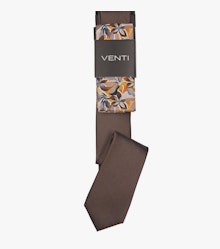 Set aus Krawatte und Einstecktuch in Braun - VENTI